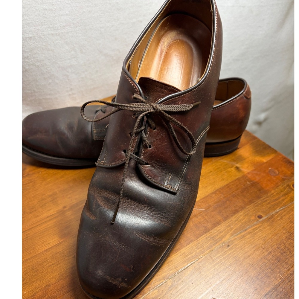 Allen Edmonds Mens 13 AA Dark Brown‎ Leather Plain Toe Derby Dress Shoes 01644